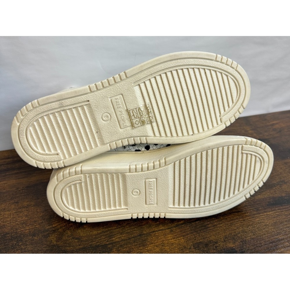 Free People Hayes High Top Sneakers White Woven Leather Lace Up Side Zip Size 8 - Picture 9 of 16